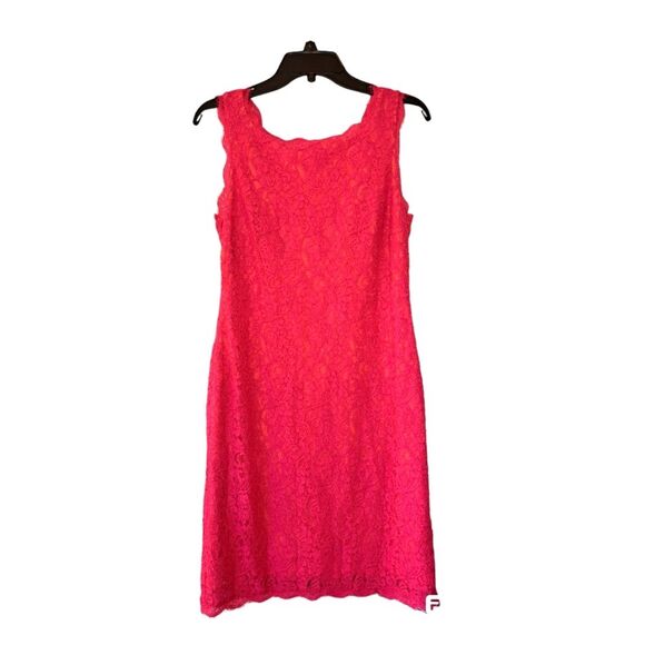 Adrianna Papell Floral Lace V-Neck Night Out Feminine Pink Dress Size 10 - Picture 1 of 15
